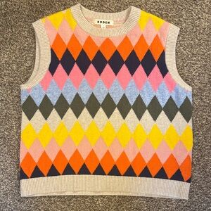 Boden Multicolor Argyle Knit Vest size Medium